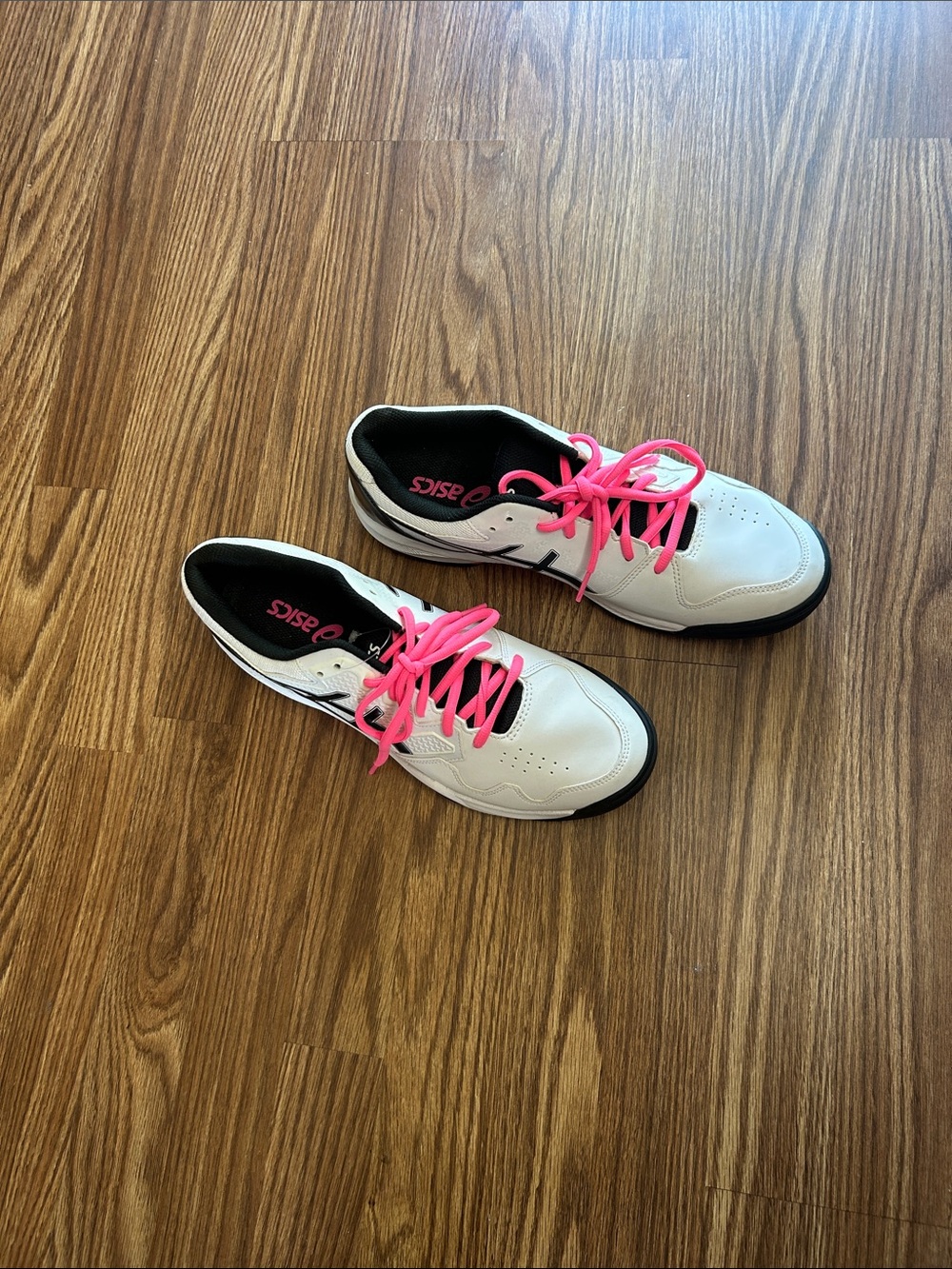 ASICS White Sneakers with Pink Laces and Black Trim
